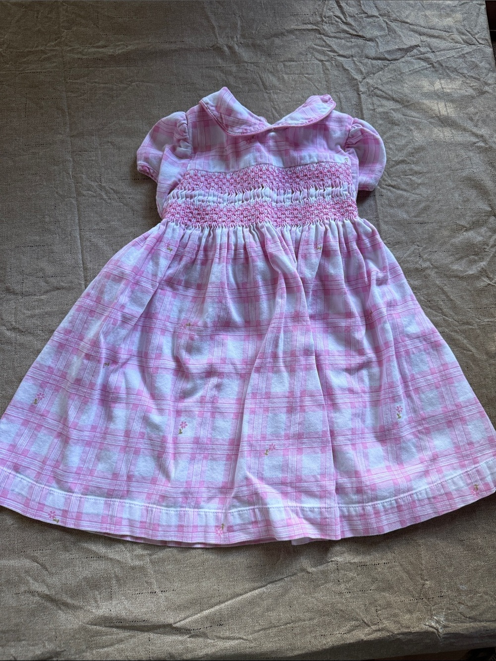 Laura Ashley Pink Plaid Smocked Dress
